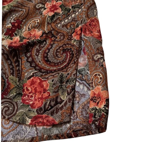 VINTAGE 80s 90s Floral Blouse Tunic Top LG Paisley Romantic Office Career Casual - Picture 7 of 10